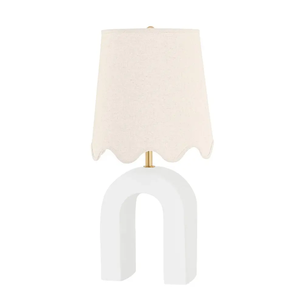 Roshani 1 Light Table Lamp - Aged Brass & Ceramic Soft-touch White Frosted White