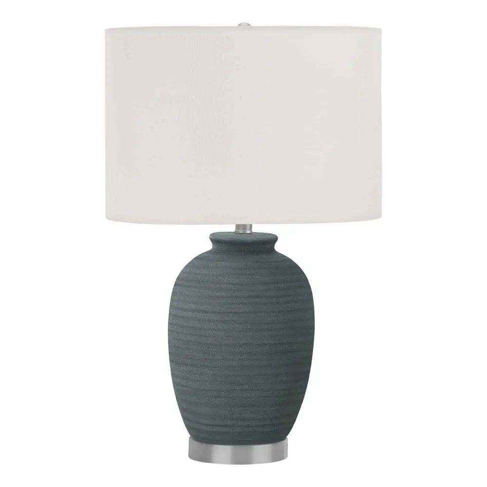 Table Lamp Blue Clay Ivory Shade, 24"