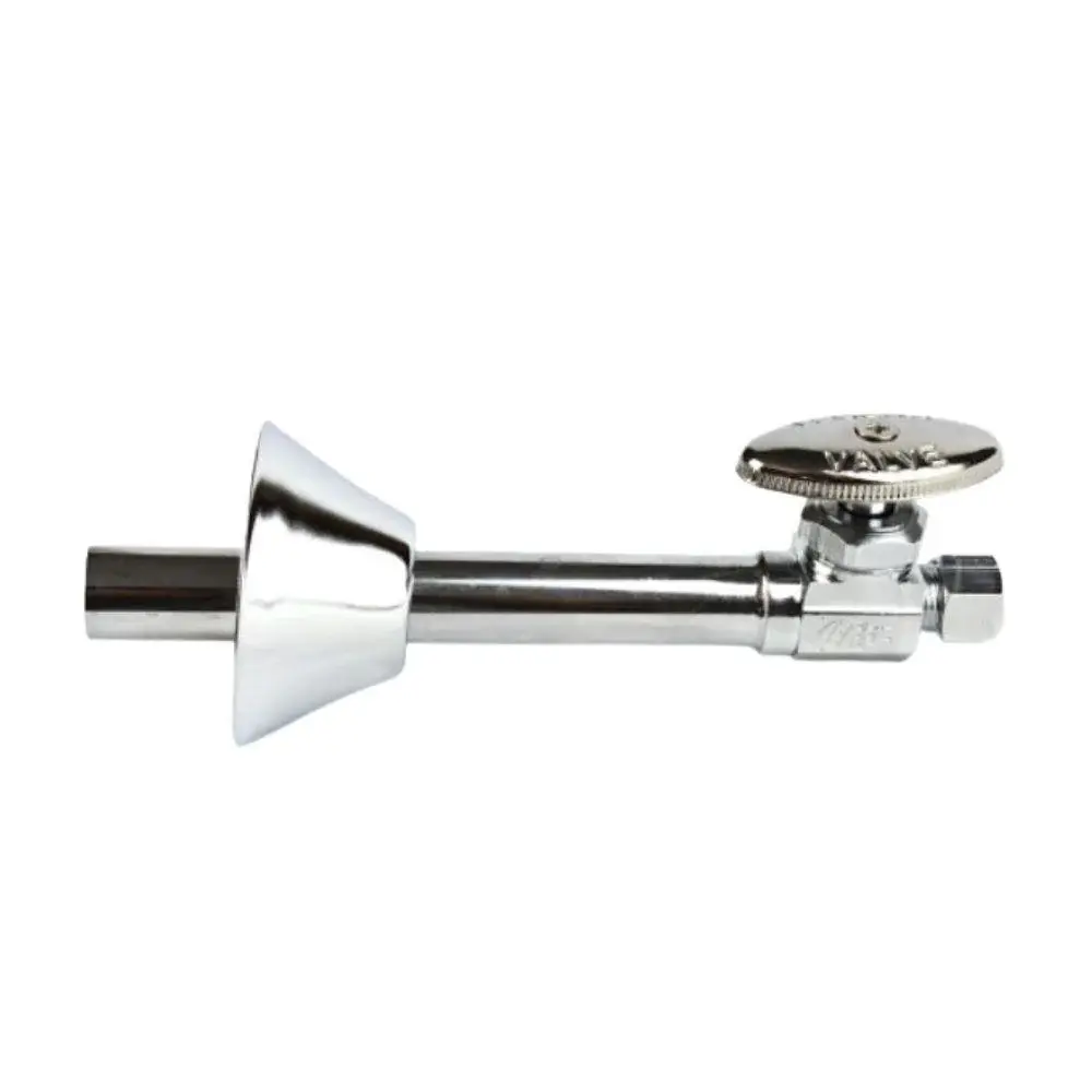 114-215NL Legend Valve 1/2 Sweat x 3/8" OD S-582ETNL Chrome Warm alloy Straight Multi-Turn Stop, 5" Extension Tube & Bell ...