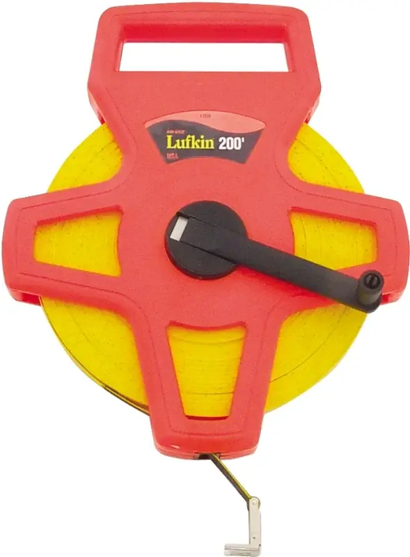 Crescent Lufkin FE200 Tape Measure, 200 ft L Blade, 1/2 W Blade, Grp Blade, Plastic Case, Orange Case