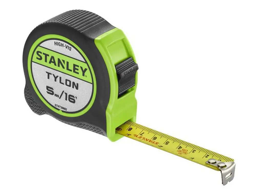 Retractable Tape Stanley Hand Tools Hi-Vis Tylon Tape Measure 5M (16Ft) (Width 25Mm)