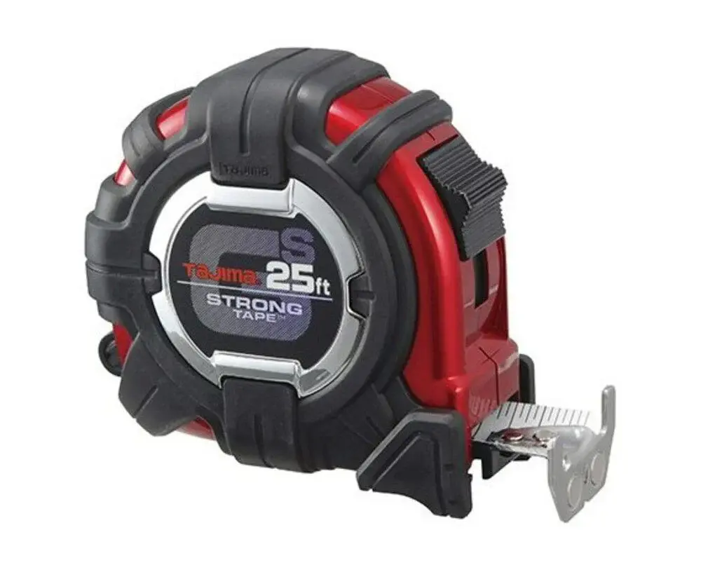 Tajima GS-MC25BW GS LOCK 25 Ft. x 1 Inch HORNED MAGNETIC HOOK Tape Measure Connects to Clip