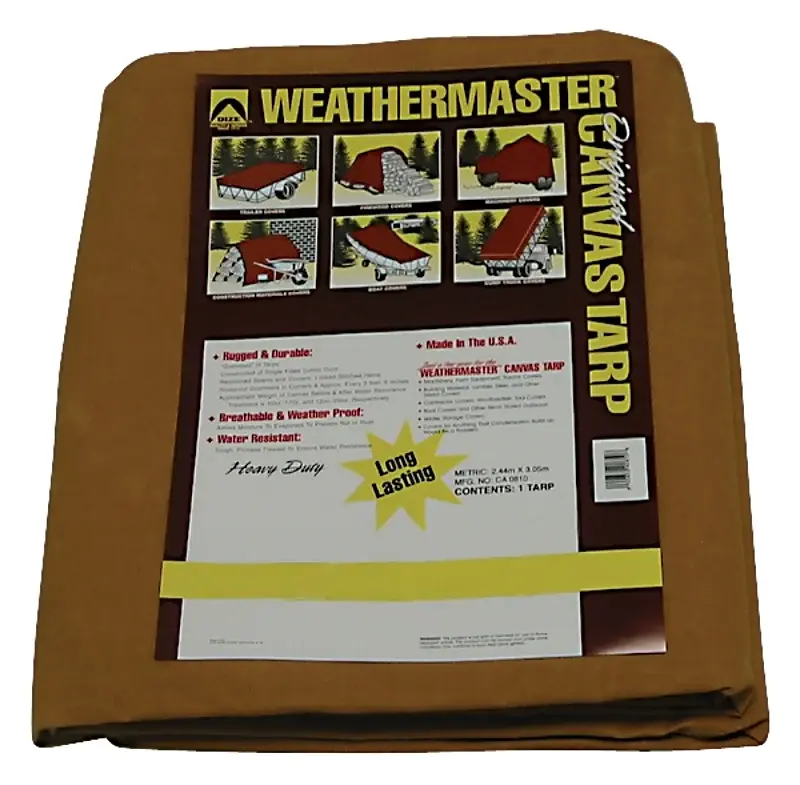 Dize Weathermaster CA0608D Tarpaulin, 8 ft L, 6 ft W, Duck cloth, Tan