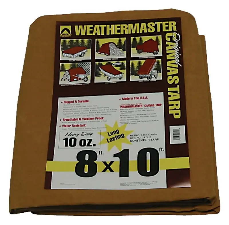 Dize Weathermaster CA0810D Tarpaulin, 10 ft L, 8 ft W, Duck cloth, Tan