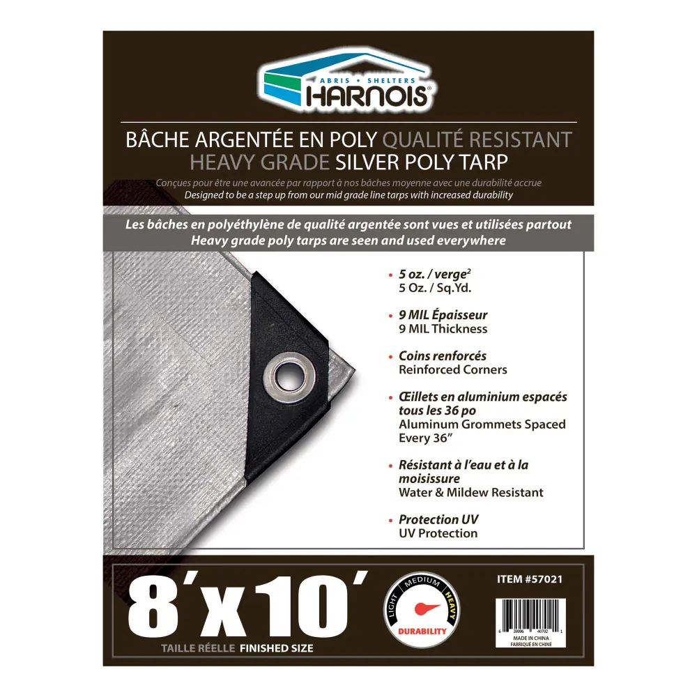 Heavy Grade Platinum Poly Tarps, 8' x 10'