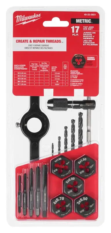 Milwaukee 49-22-5601 Tap and Die Adjust, 17-Piece, HCS, Black Oxide