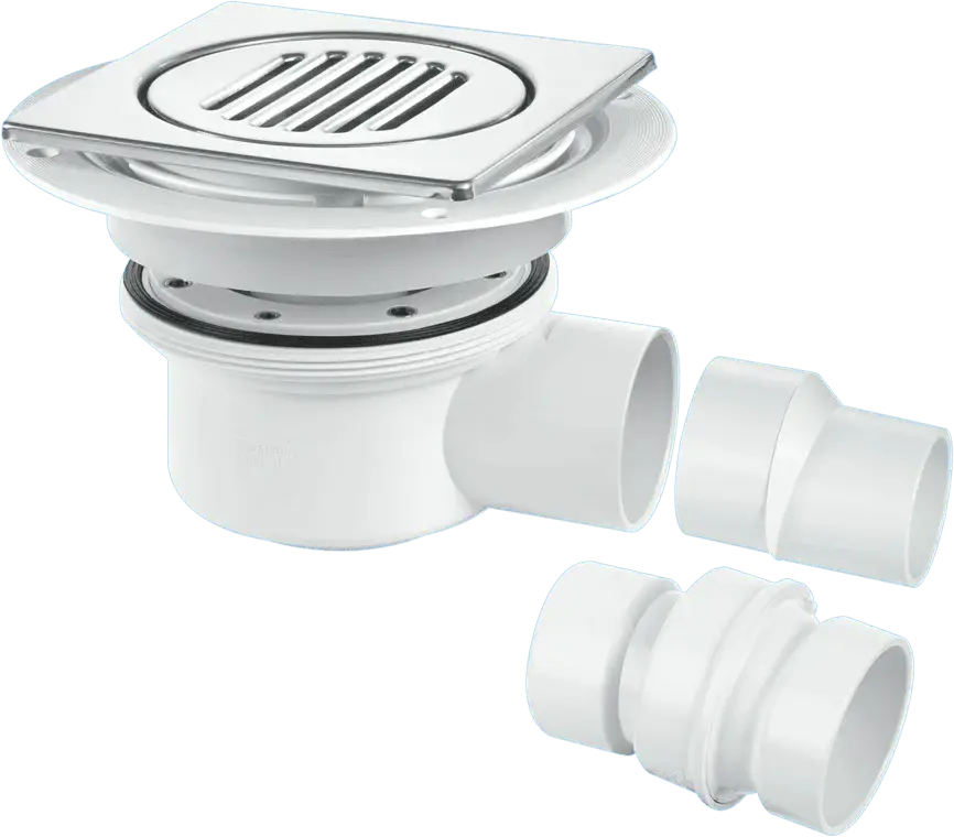 McAlpine TSG52-T150SS Two Piece 50mm Water Seal Trapped Gully, Tile/Grating interchangeable Grid, 2" Horizontal Outlet and...