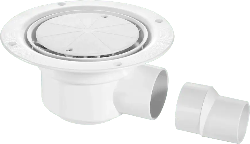 McAlpine TSG50WH 50mm Water Seal Trapped Gully, Clamp Ring and Cover Plate, 2" Horizontal Outlet and 2" x 1½" Socket Reducer