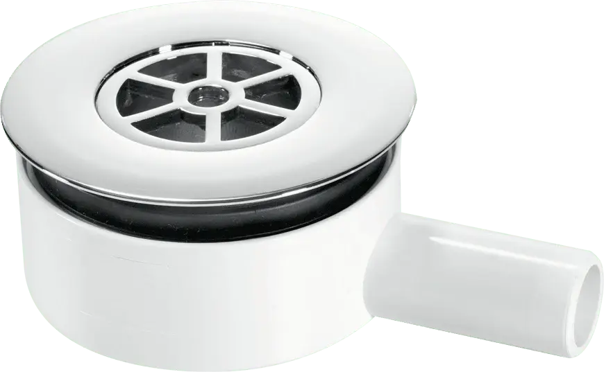 McAlpine UPSW-2-22MM Pumped Shower Waste Outlet: 70mm Chromium Plated Brass Flange Top Access x 22mm Plain Tail Outlet