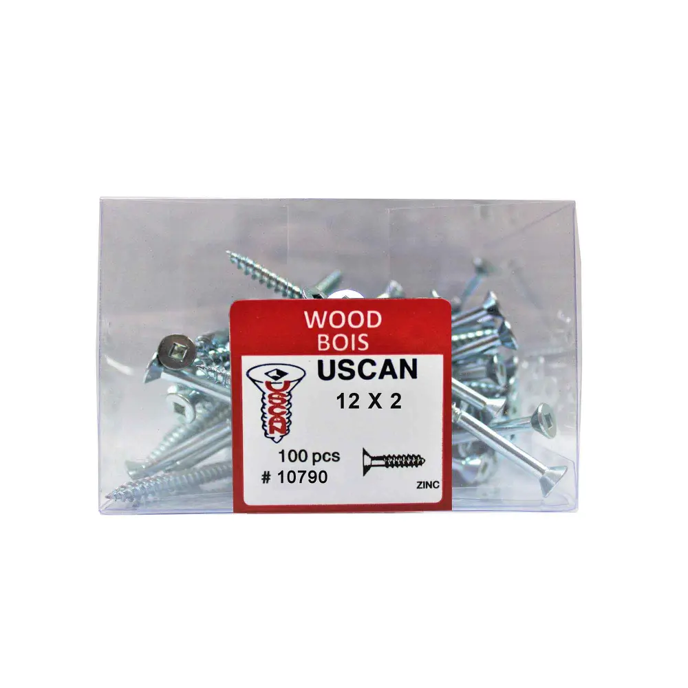Zinc Plated Flat Head Wood Screw, #12 x 2" (100 Units)