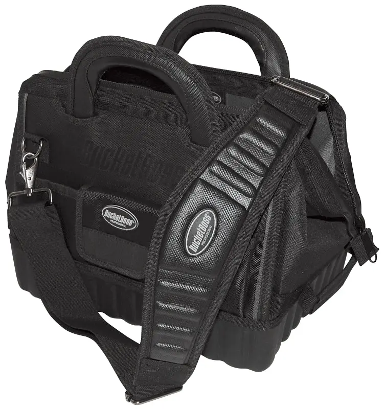Bucket Boss Commercial Series 64014 Pro Gatemouth Tool Bag, 14 W, 9-1/2 D, 11 H, 12-Pocket, Poly Fabric