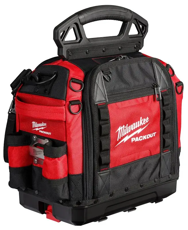 Milwaukee PACKOUT 48-22-8316 Structured Tool Bag, 10 W, 18 D, 19-3/4 H, 65 -Pocket, Poly-material, Red