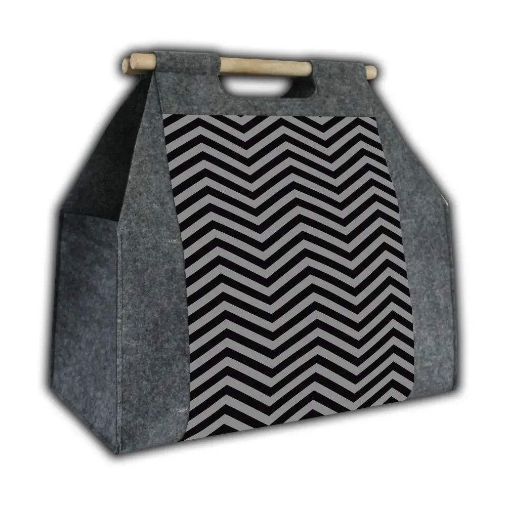 Stackable Tote Firewood bag wood bag rectangular handle Zigzac