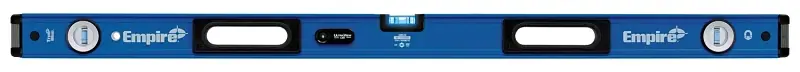 Empire Real Blue Series EM95.48 Magnetic Box Level, 48 L, 3-Vial, 1-Hang Hole, Magnetic, Aluminum, Blue