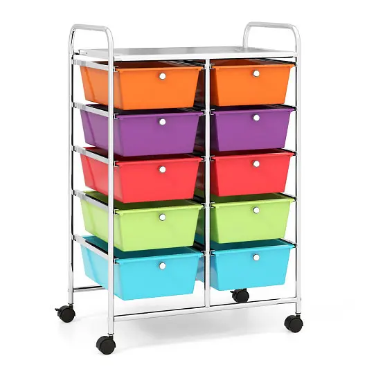 Costway 10-Drawer Coiling Storage Cart-Deep Multicolor, JV11073MT