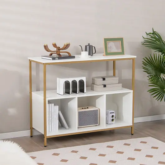 Costway ANSI-Rated Modern Kitchen Buffet Sideboard 3 Compartments, White, JV10624WH