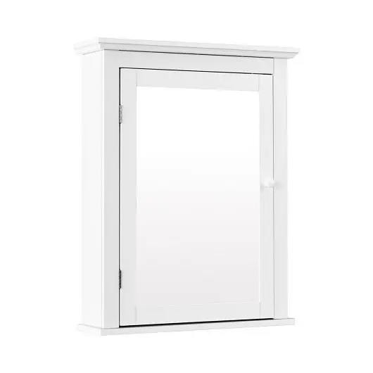 Costway Bathroom Mirror Cabinet Wall Mounted Adjustable Shelf Medicine Storage, Bright White, HW59321WH