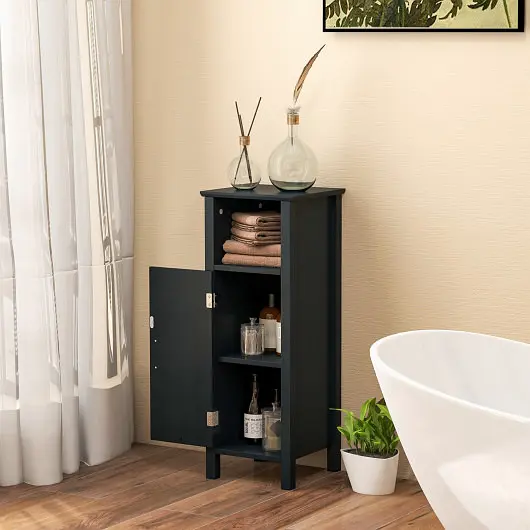 Costway Bathroom Storage Arranger 2-Tier Cabinet, Ebony, HW61186DK