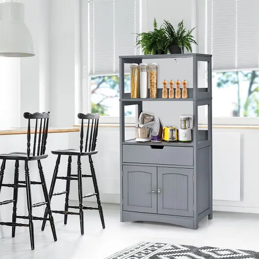 Costway Bathroom Storage Cabinet Drawer and Shelf Floor Cabinet, Gray, HW66295GR