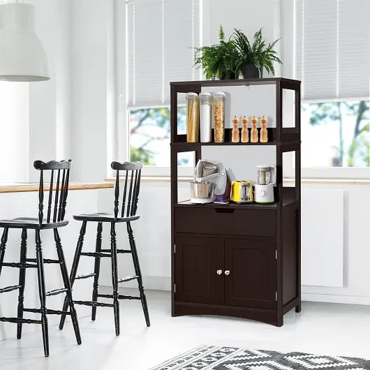 Costway Bathroom Storage Cabinet Drawer and Shelf Floor Cabinet-Espresso, HW66295CF