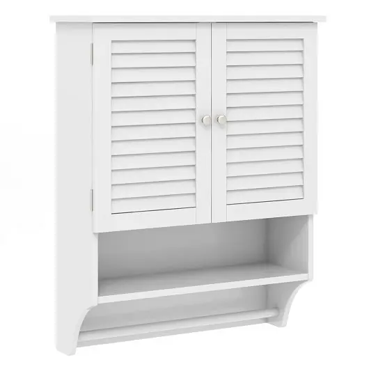 Costway Commercial-Grade 2-Doors Bathroom Wall, Mounted Medicine Cabinet Towel Bar, White, BA7874WH