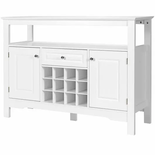 Costway Elegant Timelessal Multifunctional Wooden Wine Cabinet Table Off-White, HW55015WH