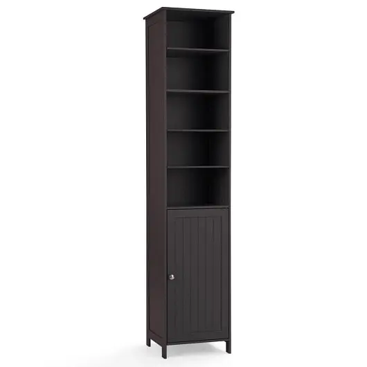 Costway 72 Inches Free Standing Tall Floor Bathroom Storage Cabinet, Chocolate, HW66093CF
