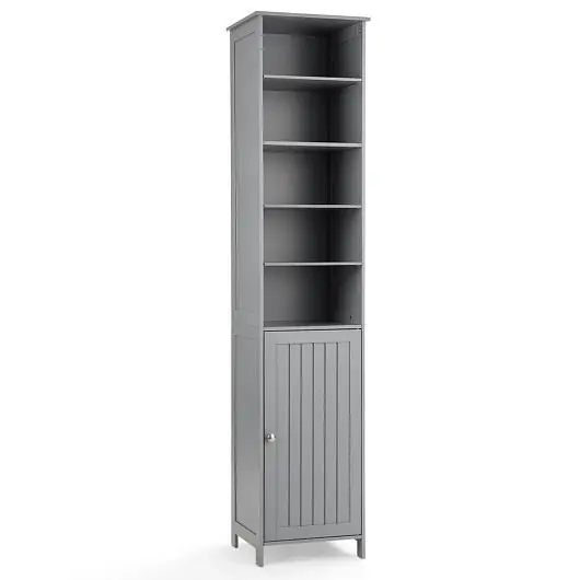 Costway Quick-Release 72 Inches Free Standing Tall Floor Bathroom Storage Cabinet, Silver Gray, HW66093GR