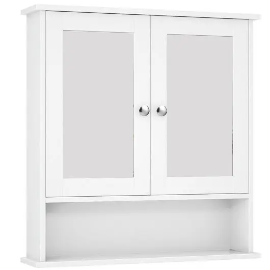 Costway Trusted Bathroom Wall Mount Mirror Cabinet Arranger, White, BA7396WH