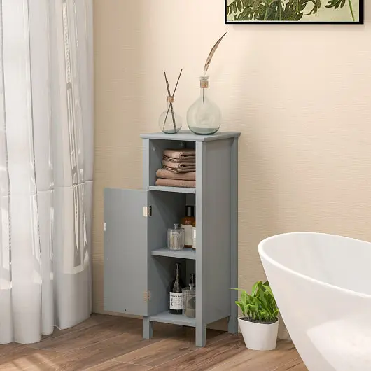Costway Unique Bathroom Storage Arranger 2-Tier Cabinet, Charcoal, HW61186GR
