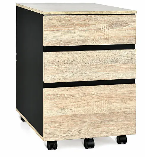 Costway Weather-Resistant 3-Drawer Mobile Needle File Cabinet Home Office, HW66713