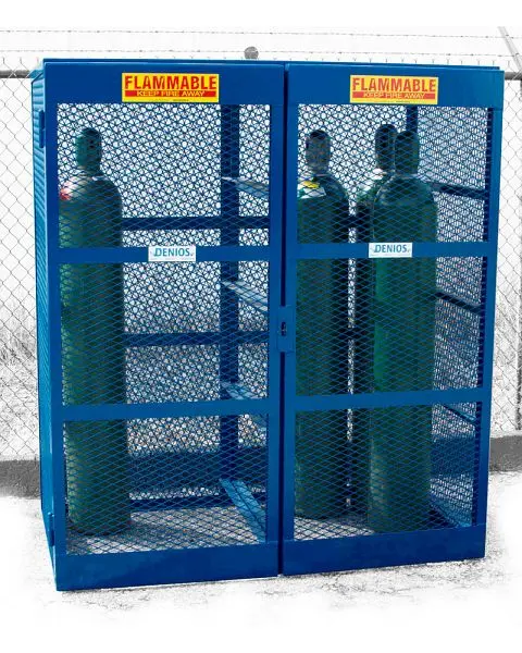 Denios Easy-Install Gas Cylinder Cage, Vertical, 10 to 20 Cylinders, Lockable Cage, Open Steel Mesh, L62-3183