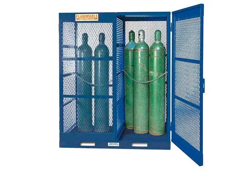 Denios Easy-Install Gas Cylinder Storage Floor Plate, Vertical, 10 to 20 Cylinders, Lockable, Painted Spring Steel, L62-3184