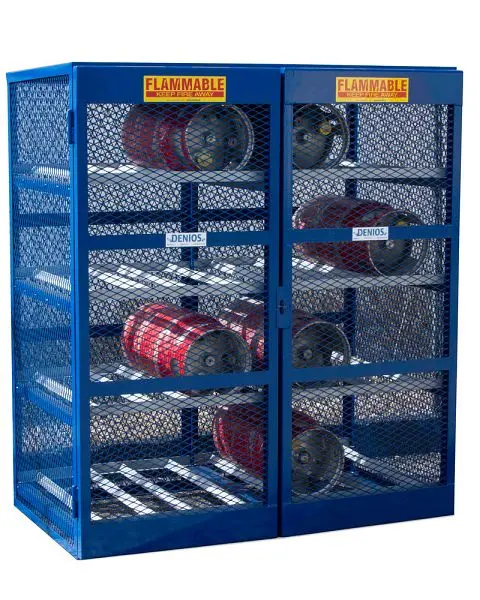 Denios Gas cylinder cage, Horizontal, 16 Cylinders, Lockable Cage, Open Mild Steel Mesh, L62-3165