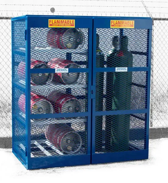 Denios Gas Cylinder Storage & Gas Bottle Storage, 8 Bottles, 5 to 10 Cylinders, Open Steel Mesh, L62-3187