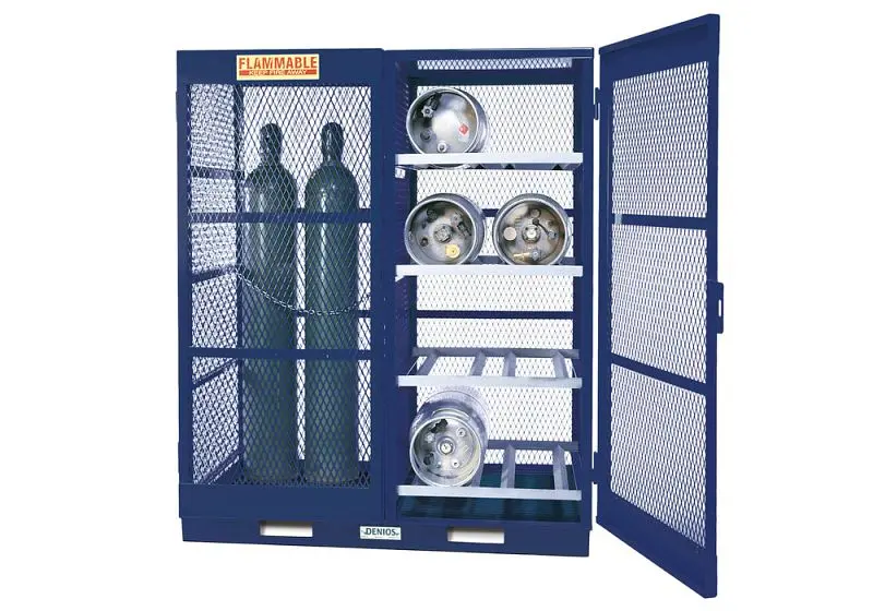 Denios Gas Cylinder Storage Floor Plate, 8 Bottles, 5 to 10 Cylinders, Lockable, Baked Enamel Mild Steel, L62-3188