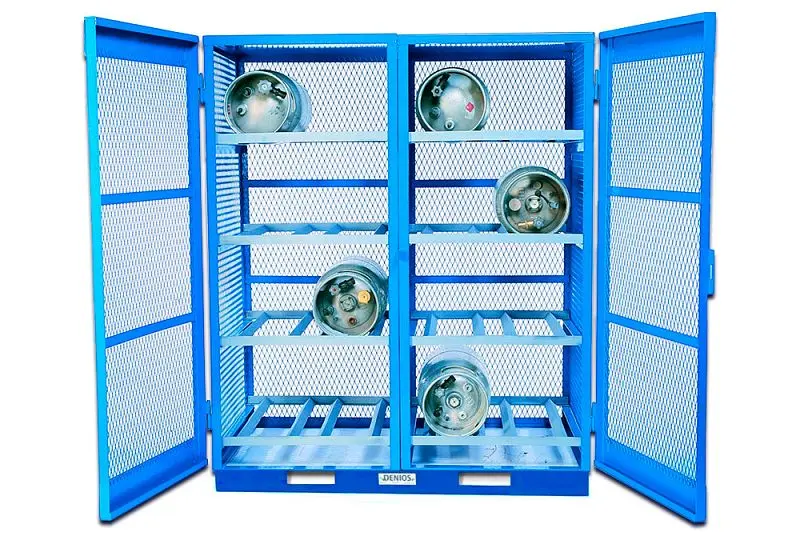 Denios Gas Cylinder Storage Floor Plate, 16 Bottle Capacity, Horizontal Storage, Painted Steel, L62-3166