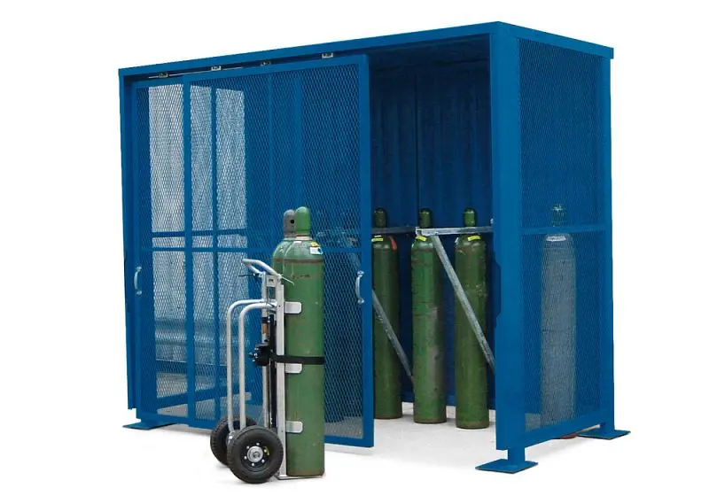 Denios Gas Cylinder Storage, 11 x 5, Lockable Sliding Doors, Metal Steel Frame, Corrosion Resistant, L62-3112