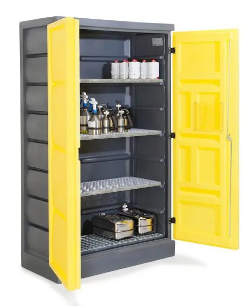 Denios Poly Cabinet, 2 door, 4 galvanized gratings, K22-0560