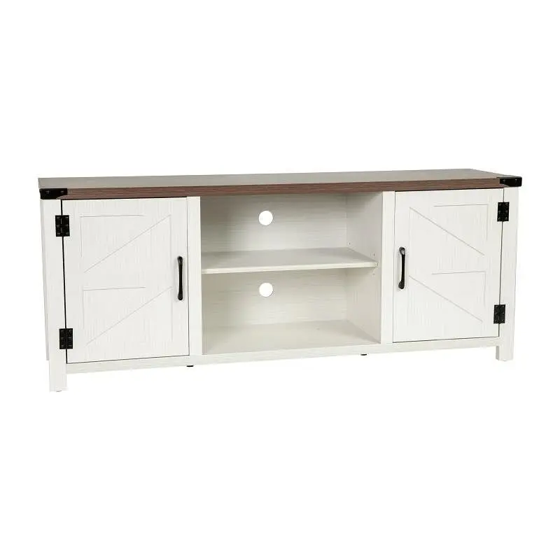 Flash Furniture Charlotte Modern Farmhoutilize Barn Door TV Stand Cream TV's up to 65" - 59" Entertainment ...