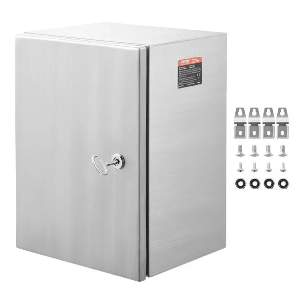 VEVOR Carbon Steel Electrical Box, 24"x 20"x 8", 304 Stainless Steel Electrical Enclosure Box, Mounting Pla...