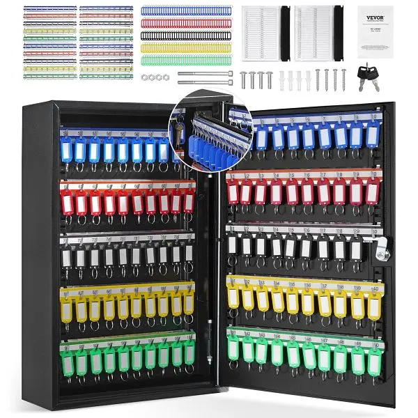 VEVOR Tough 200-Key Cabinet, Key Lock Box Adjustable Racks, YCAQJHS200PCPVII5V0