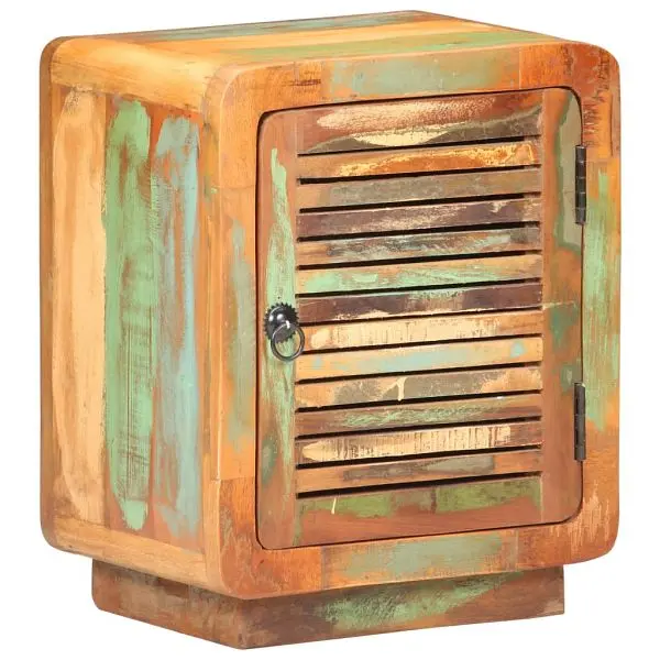 vidaXL Bedside Cabinet 15.7"x11.8"x19.7" Solid Reclaimed Wood, Multicolour colored, 320463