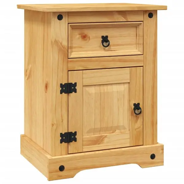 vidaXL Bedside Cabinet Mexican Pine Corona Range 20.9"x15.4"x26", Brown colored, 243730
