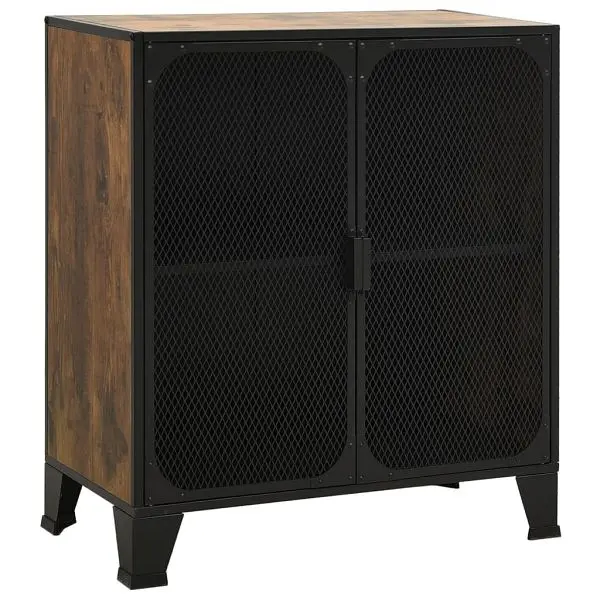 vidaXL Bright Storage Cabinet Rustic Walnut 28.3"x14.2"x32.3" Metal and MDF, 335907