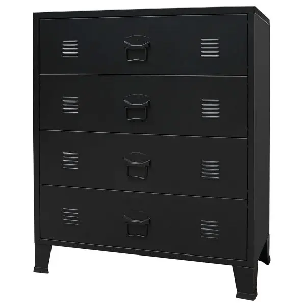 vidaXL Chest Drawers Metal Industrial Style 30.7"x15.7"x36.6" Midnight Black, 245963