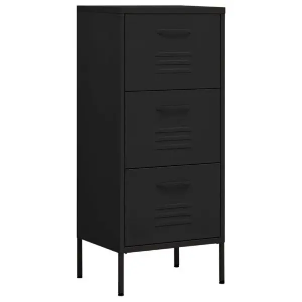 vidaXL Grip Storage Cabinet Black 16.7"x13.8"x40" Steel, 3 drawers, 336187
