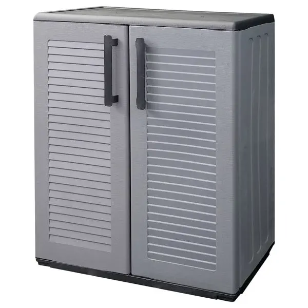 vidaXL Grooved Garden Storage Cabinet Gray and Black 26.8"x14.6"x33.1" PP, 151819