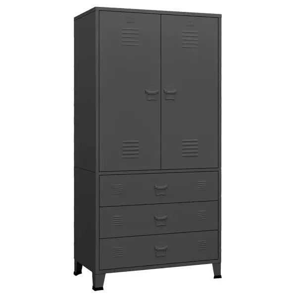 vidaXL Industrial Wardrobe Anthracite 35.4"x19.7"x70.9" Metal, 339615