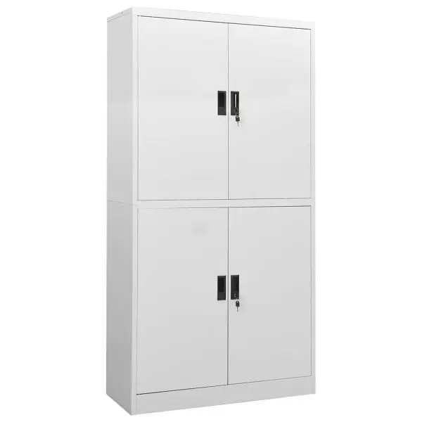 vidaXL Industrial-Strength Office Cabinet Light Gray 35.4"x15.7"x70.9" Mild Steel, 4 doors, 335943